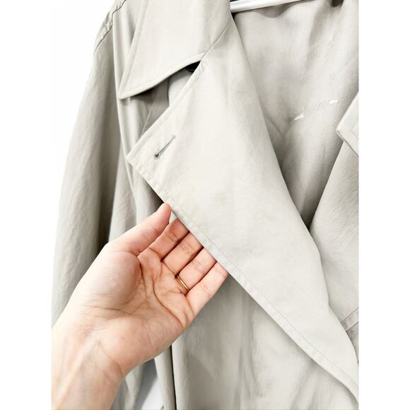 The Row Agathan Technical Nylon Gray Double Breasted Oversized Trench Coat Sz M - Picture 6 of 8